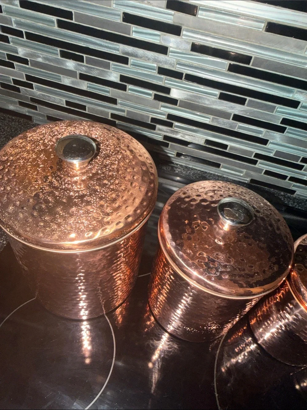 Copper Hammered Kitchen Canister Set - 4-Piece Storage Containers NEW never used
